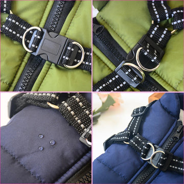 Winter Dog Jacket with Harness for Large Dogs